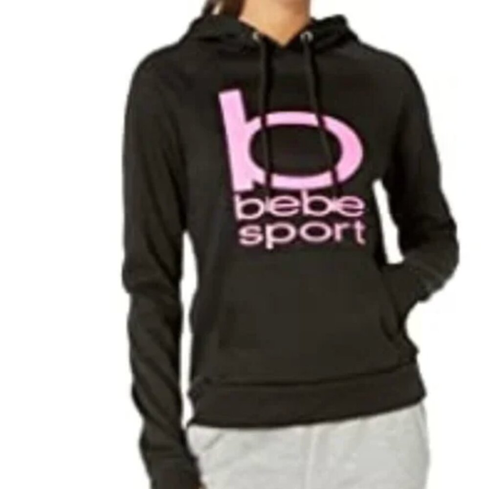 BEBE WOMEN'S BLACK/SORBET SPORT LOGO HOODIE Size IX‎